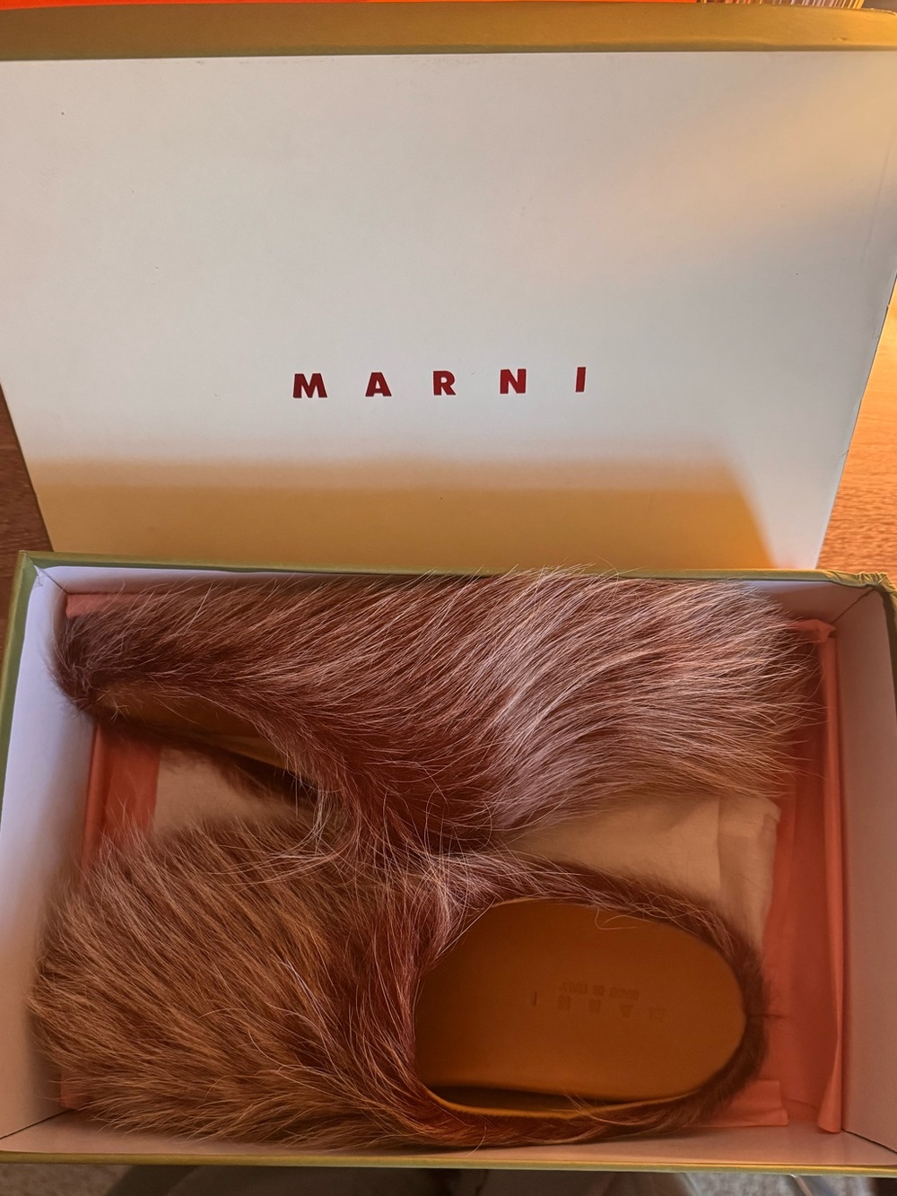 Marni Pink-Brown Fur Slide Mules